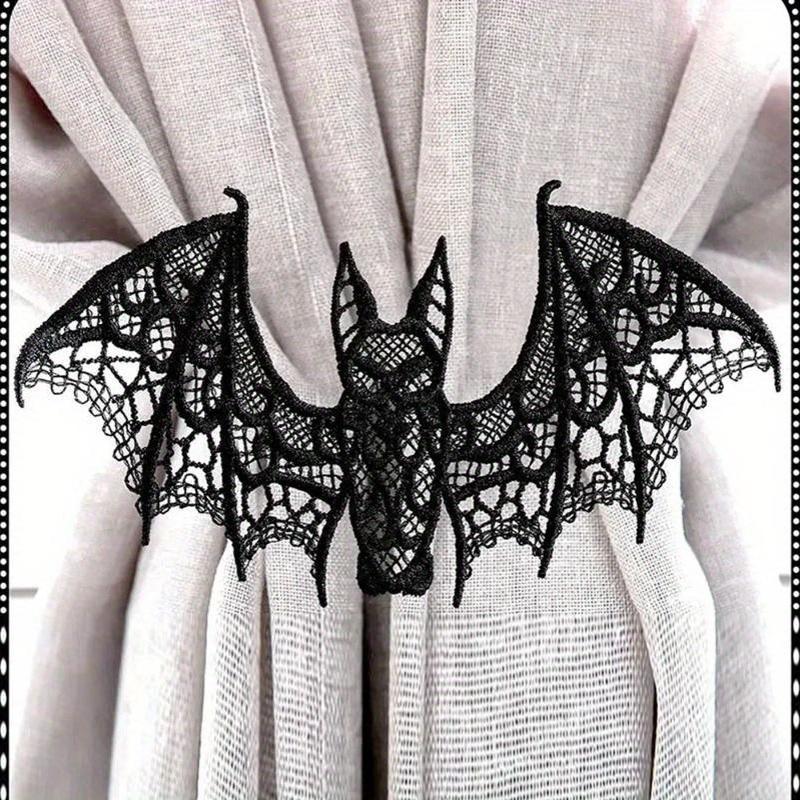 1pc Lace Halloween Bat Ghost Festival Decoration Black Halloween Decoration Accessory For Diy Clothing