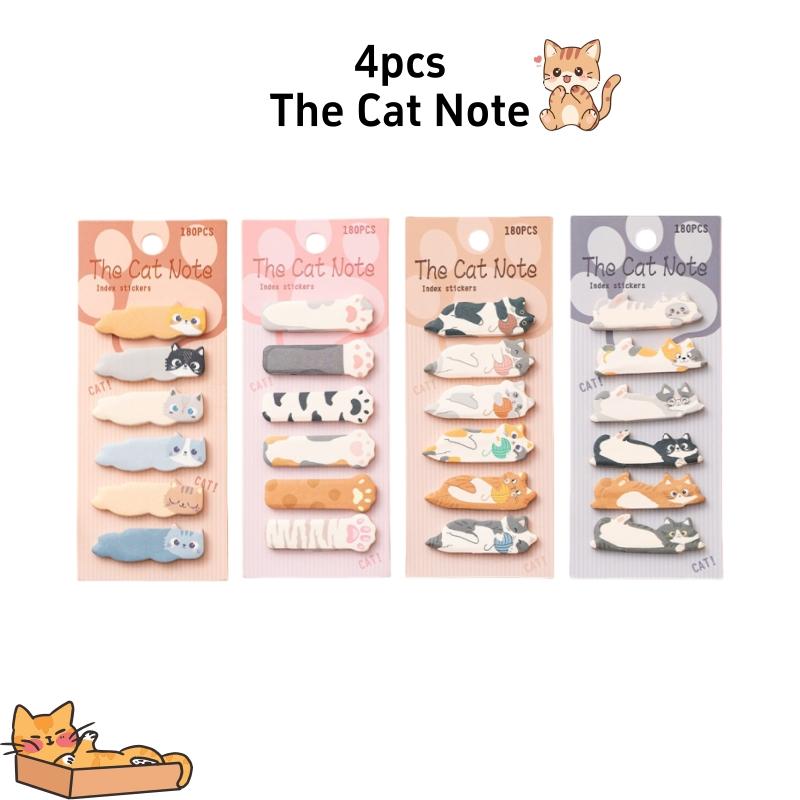 4pcs Kawaii Cat & Puppy Shaped Memo Stickers Self-Adhesive Cartoon Index Labels Sticky Notes Creative Classification Pad