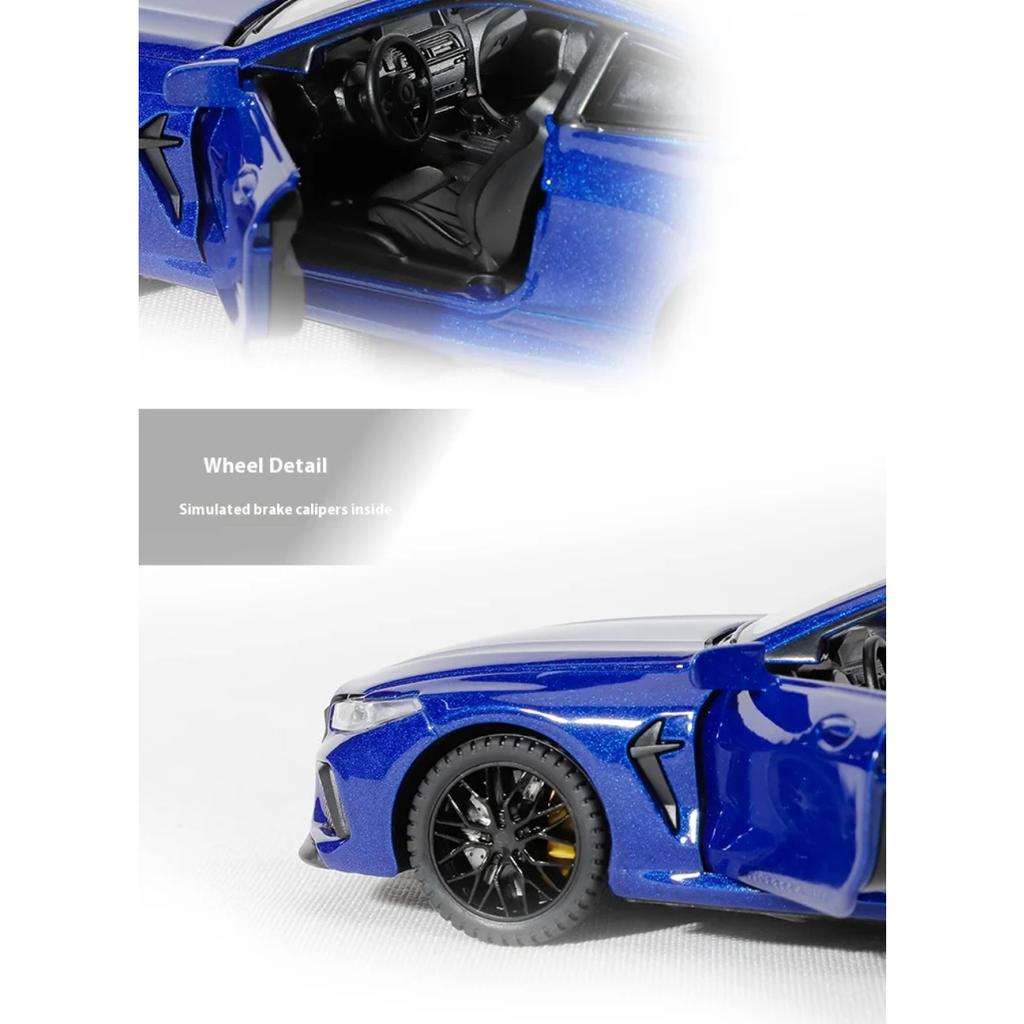 1/32 BMW M8 Alloy Diecast Sports Car Model Sound Light Vehicle Toy Children's Educational Toys Collection Present for Friends