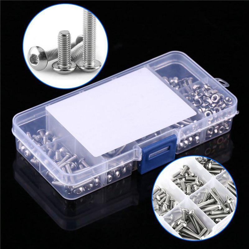 ABWR-1360Pcs M3 Hex Socket Screw Nut Stainless Steel M3 Screws Nuts Assortment Kit Fastener