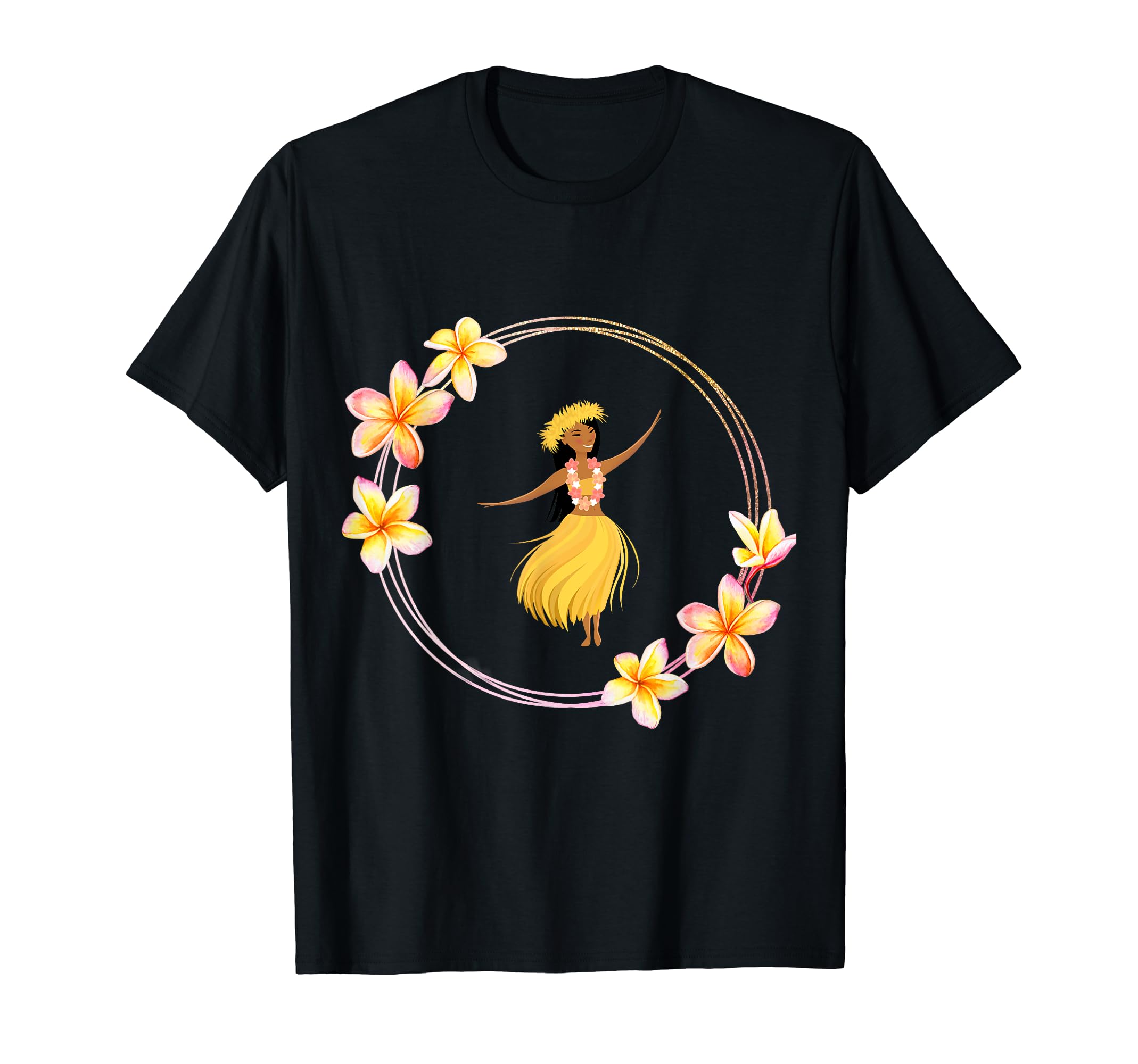 

Гавайская футболка с кольцом плюмерии и танцовщицей хула