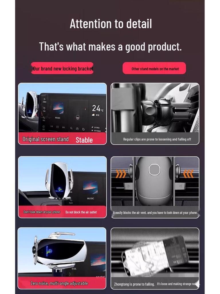 ZhiCheng Wireless Charging Phone Holder for Mercedes-Benz C-Class/GLC