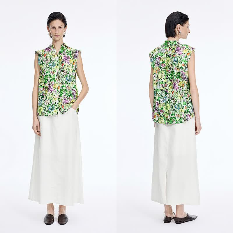 JNBY Women's 2026 Summer A-Line Ramie Midi Skirt