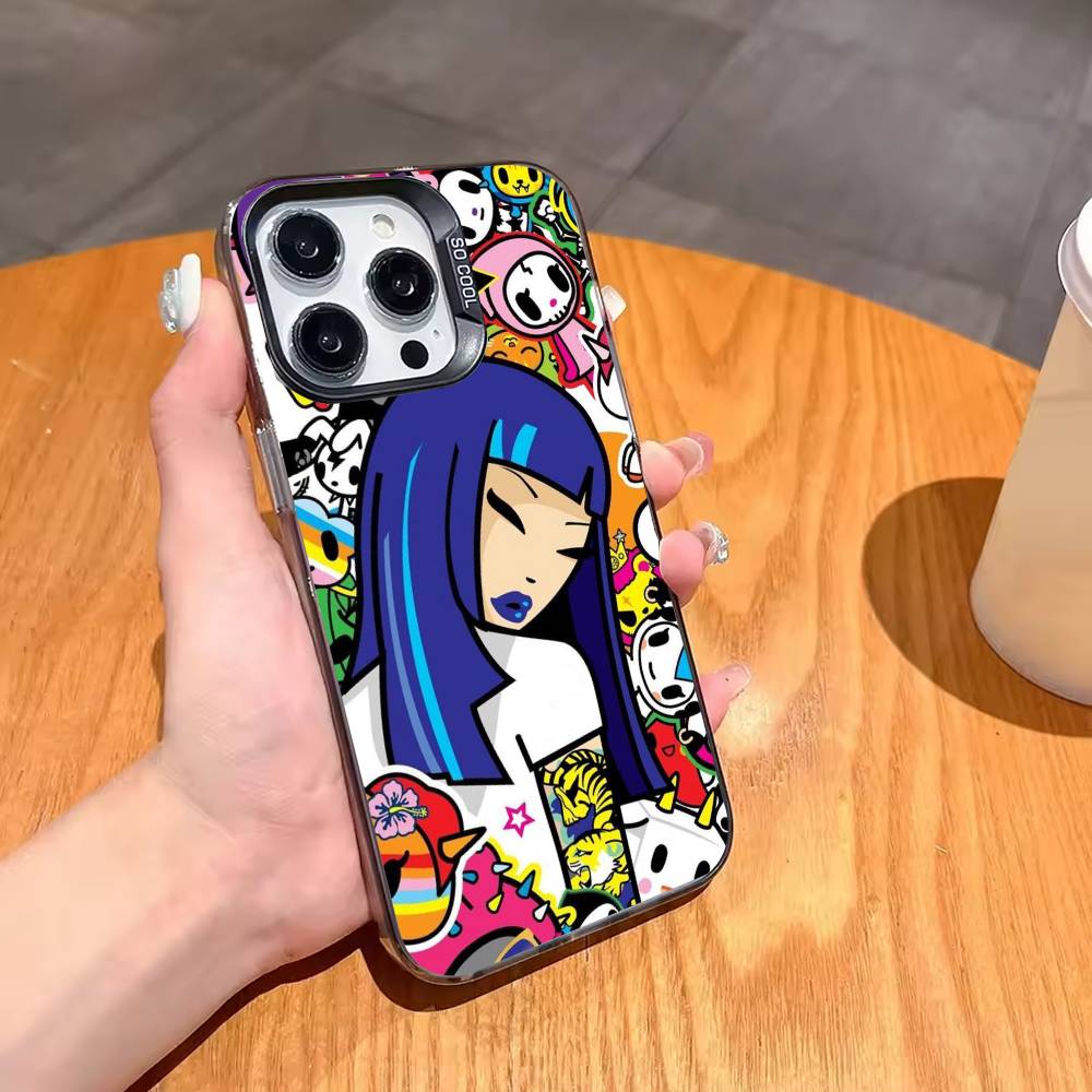 J-style Tokidoki A-Art B-Bright Phone Case For iPhone17,16,15,14,13,12,11,Pro,MAX Gray Matte Silicone Black Cover