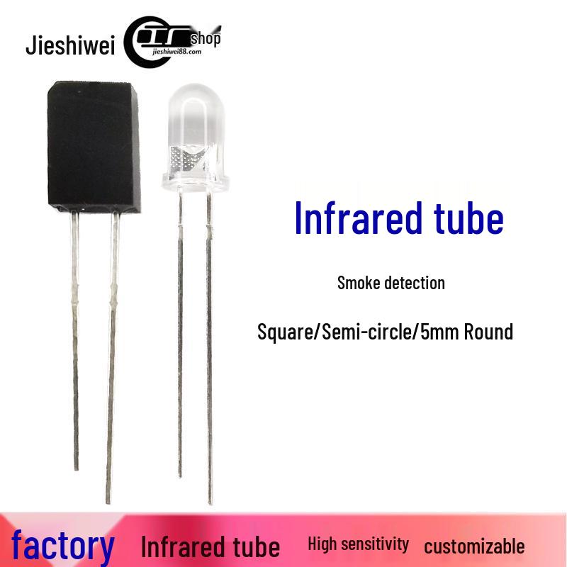 5mm High-Sensitivity Infrared Sensor Pair: Smoke Detection Emitter & Black Receiver 5mm Tube, 60-unit Pack, JSW5PD5UTE60