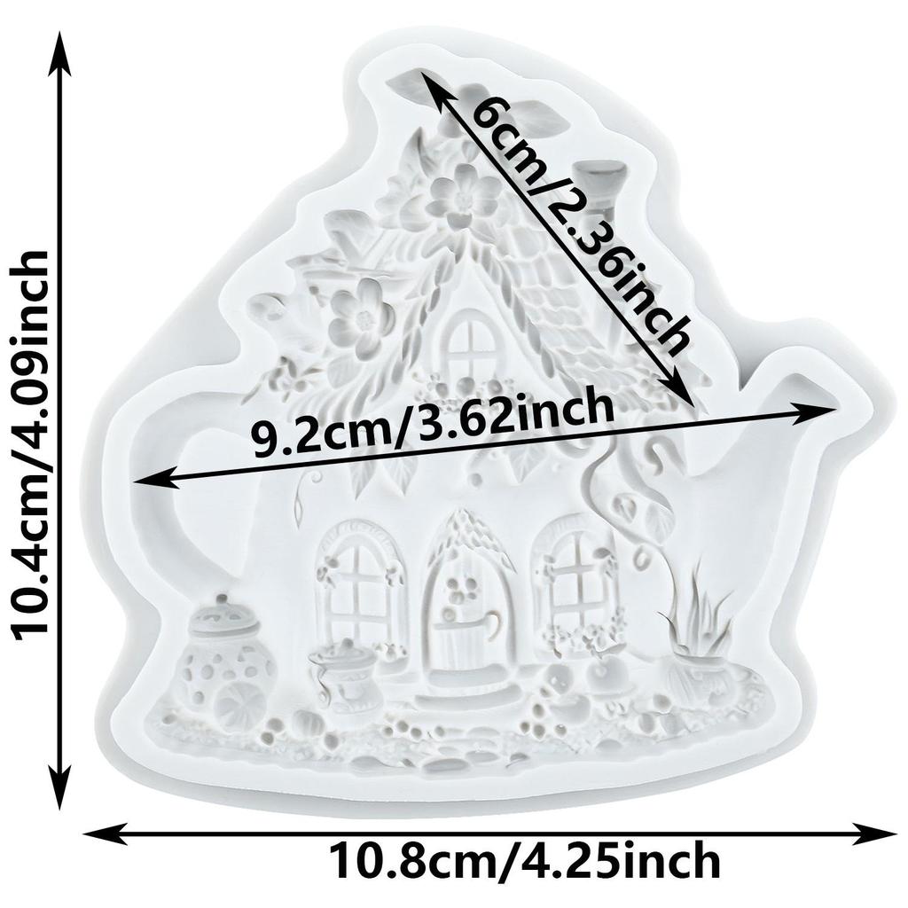 Fairy Garden Silicone Molds Teapot House Fondant Mold Cake Decorating Tools Cupcake Topper Candy Chocolate Gumpaste Mold