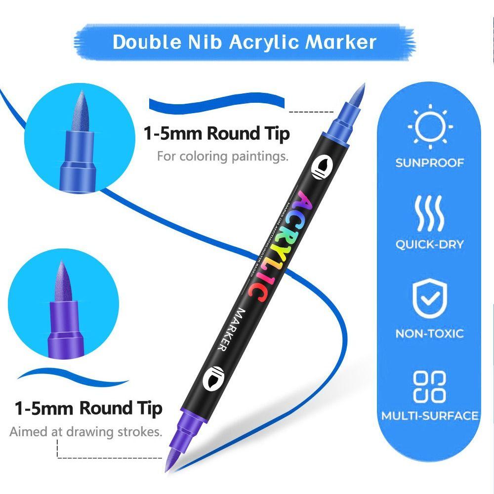24/48/72 Colors Acrylic Paint Markers Soft Tip Double Nib Markers New Paint Pens Art Supplies