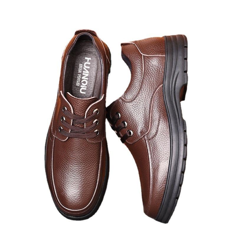 Men's Leather Shoes Trend Round Toe Wide Foot Formal Wear Business Casual Men's Shoes