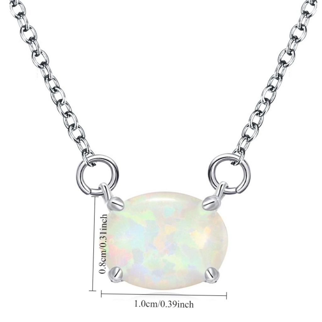 Oval Shimmering Opalescent Pendant Necklace Minimalist Dainty Jewelry for Everyday Wear