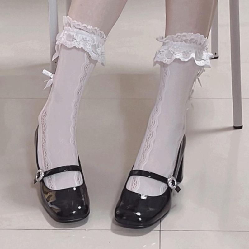 Fashion Metal One Strap Mary Jane Single Shoes Autumn New Square Toe Shallow Mouth Anti-Slip Wear-Resistant High Heels