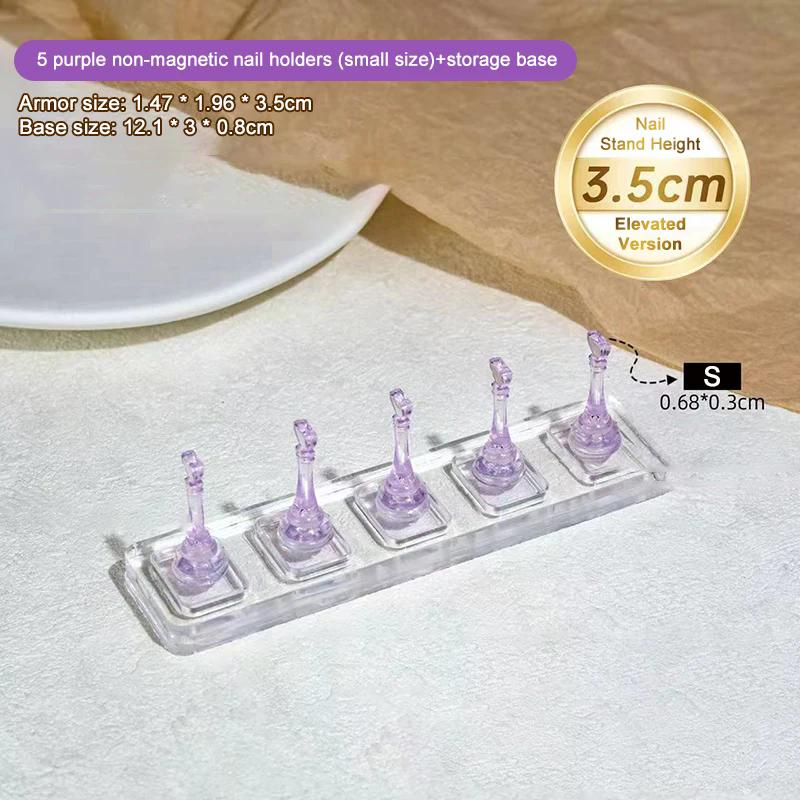 5 Grid Non-Magnetic Acrylic Nail Stand False Nail Display Stand Tips Holder For Cat Eye Gel Press On Nails Display Rack Practice