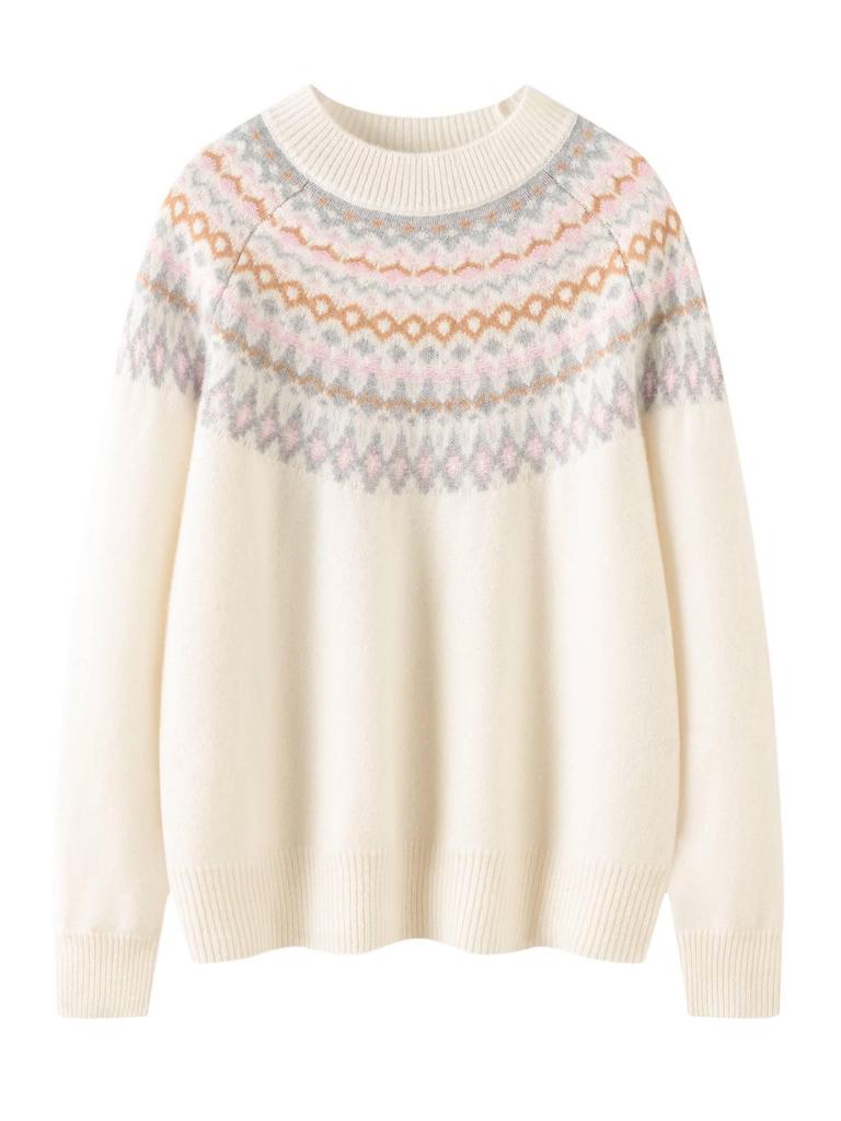 Women's Soft Cashmere Color Block Sweater - Skin-Friendly, Age-Reducing Knitwear for Autumn/Winter