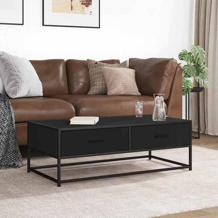 VidaXL Coffee Table Black 100x50x35 Cm Engineered Wood and Metal 848779