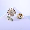 Trendy Shiny Rhinestone Sunflower Brooches Anti-Light Buckle Brooch Small Pin