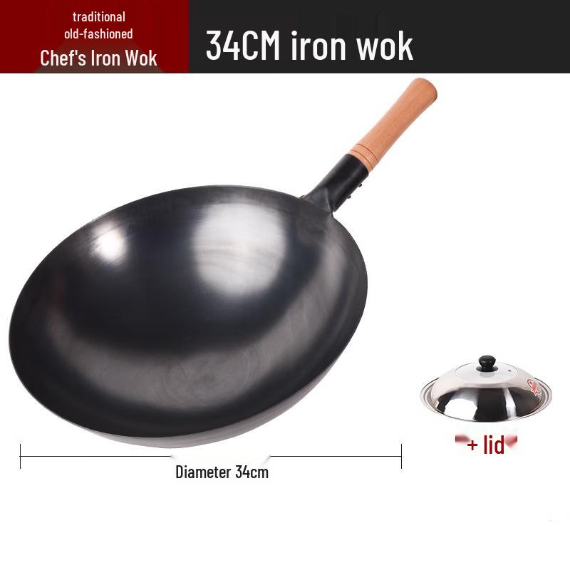 ZISIZ Pre-Seasoned Iron Stir-Fry Wok