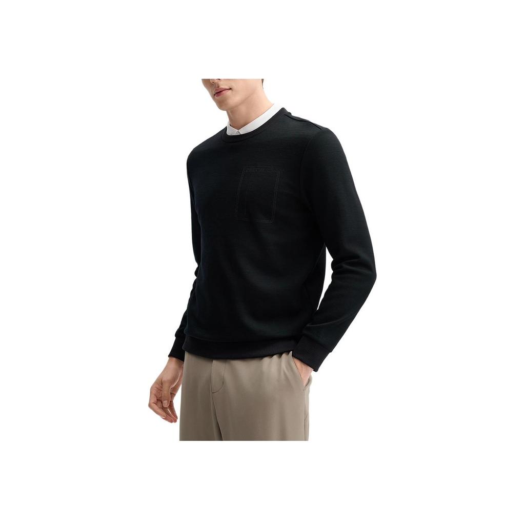 Fila Blue Series Business Round Neck Comfortable Long Sleeve Sweatshirt Men Sweatshirt Black F11M512207F-BK