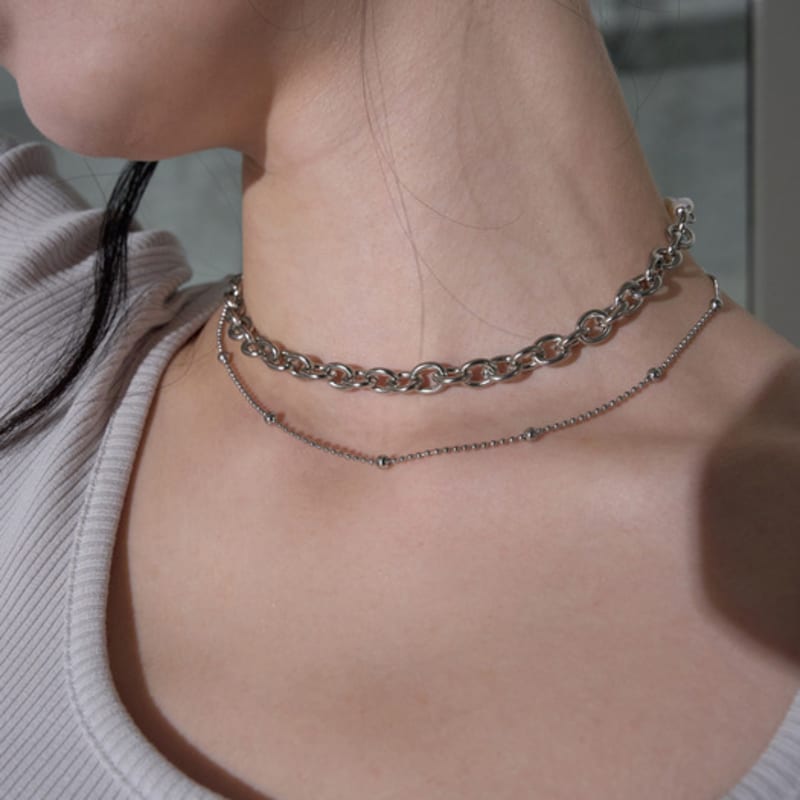 

HELENE PARIS Pierced Chain Layered Neck Lace [Silver] OS