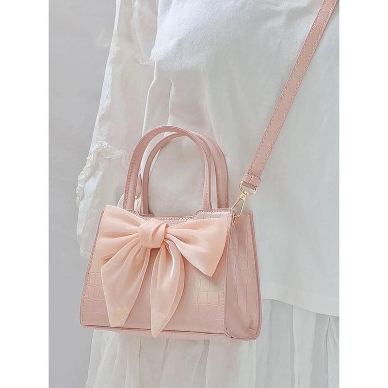 Bow Commuter Handbag 2026 New Fashionable High-texture Small Square Bag Sweet Girl Shoulder Oblique Span Bag