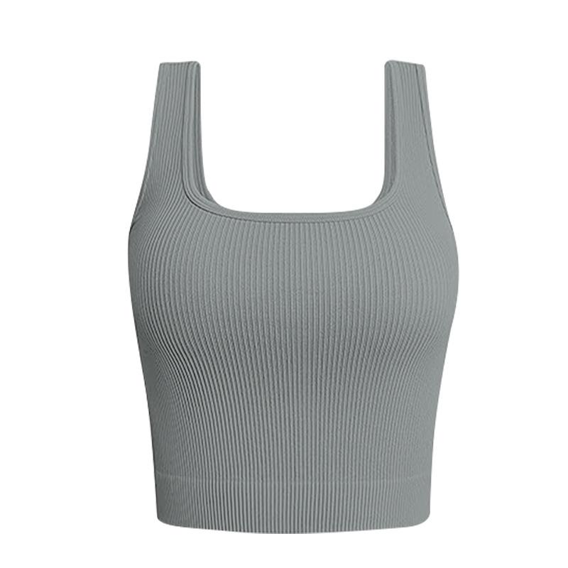 

Cross-Border Women s Ribbed Yoga Tank Top - Elastic Fitness Shaper with Stylish Back Large