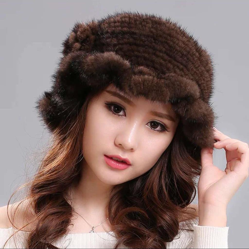 New Mink Fur Hat Women's Winter Mink Fur Women's Winter Hat Thick Versatile Warm Fashion Fur Hat Women's Winter