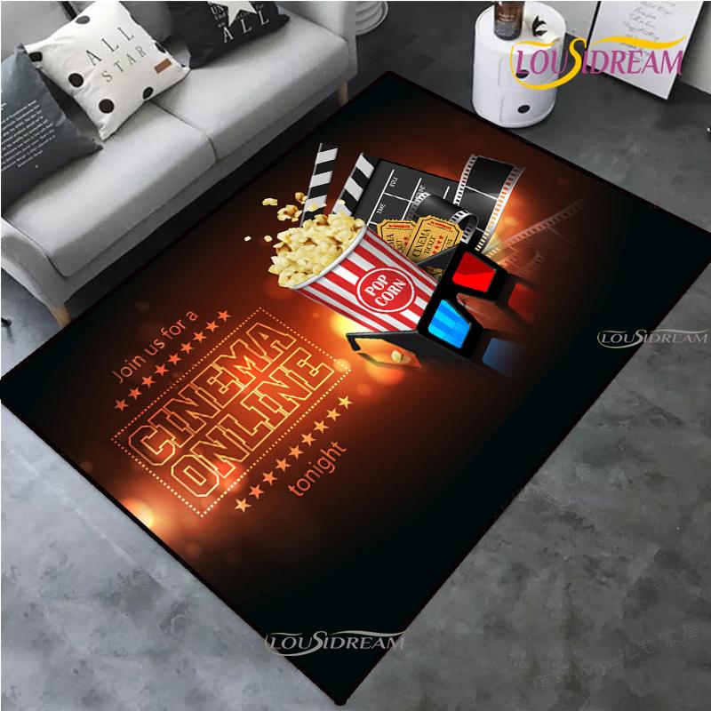Movie Night Clapboard Area Rug Home Theater Film Art Rugs Cinema Carpet Non-Slip Home Decoration for Bedroom Living Playing Room