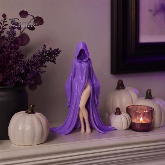 Soft Furnishing Accessory Purple Robe Girl Ornament, Gothic Halloween Style Sculpture, Durable Decor Figurine PLA Unique Collectible Figurine,
