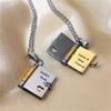 Stainless Steel Couple Book Pendant Necklace with Personalized Ins Titanium Steel Heart Opening and Closing Book Sweater Chain