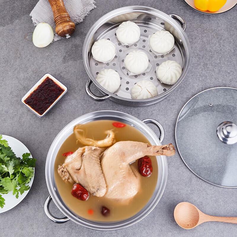 YISPOT 28cm Edelstahl 2-stöckiger Dampfgarer Suppentopf