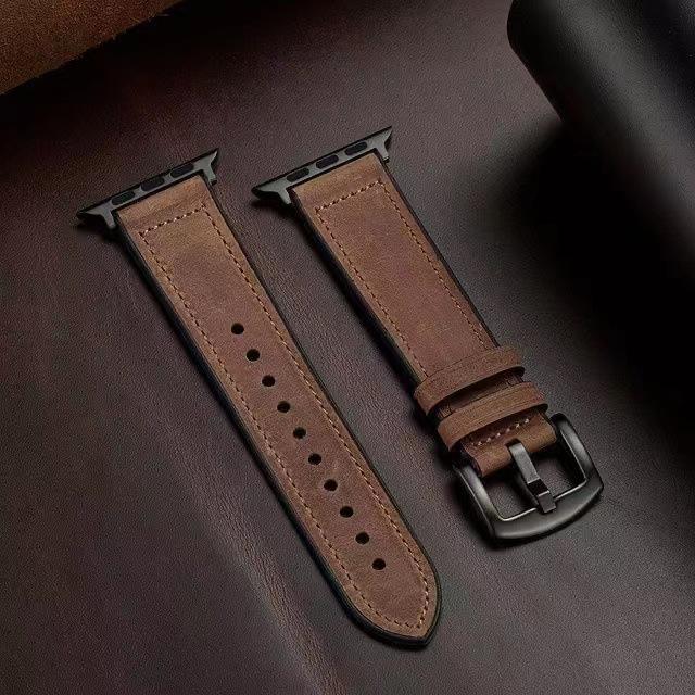 Compatible Silicone Leather Straps for Apple Watch Series 3-8