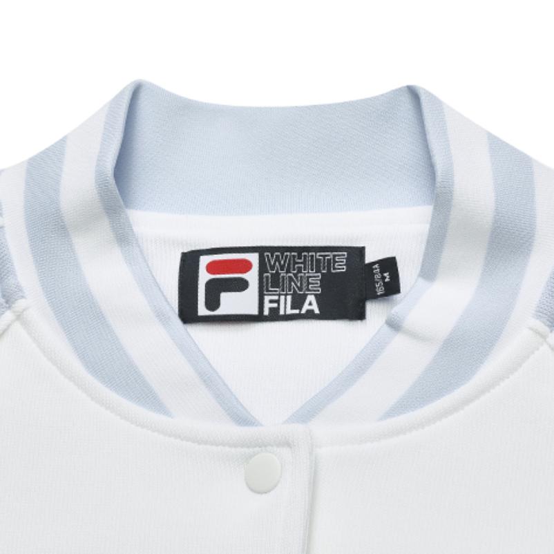 FILA Color Block Knit Long Sleeve Baseball Jacket Women jackets Sunlight-Blue F11W249501F-LB