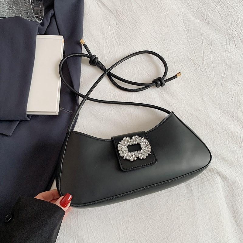 

Премиальная сумка-багет с бриллиантами, сумка подмышку, женская, 2025, новая мода, универсальная сумочка, простая плечевая сумка-мессенджер чёрный