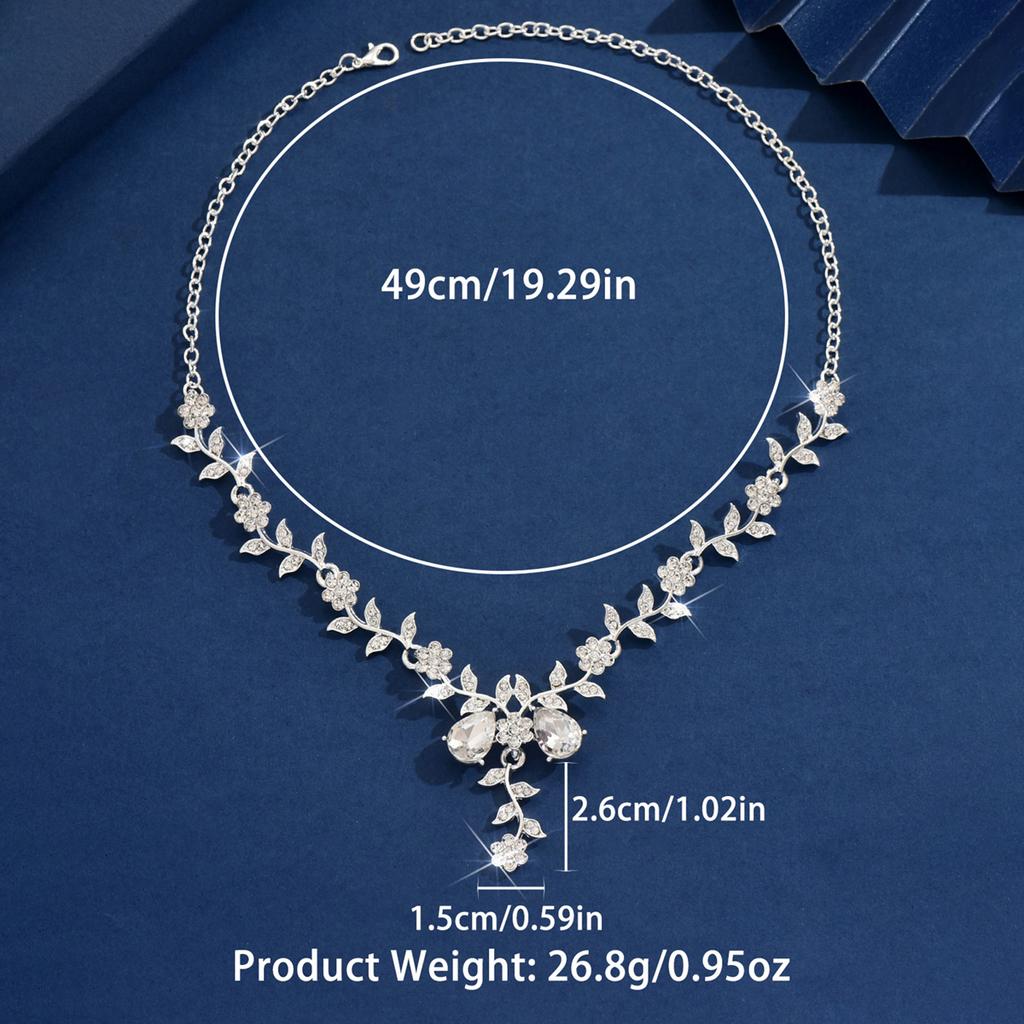 1PC Women's Fashion Trendy Water Drop Leaf Design Necklace Zircon Suitable for Date, Party, Festival Gifts-2171