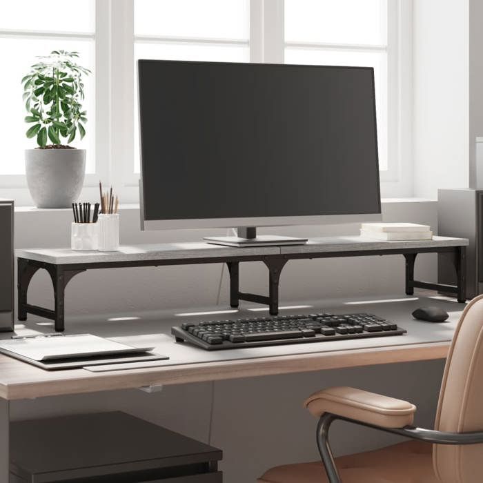 VidaXL Monitor Stand, Screen Riser with Adjustable Feet, Computer Stand with Office Interior Storage, 834013