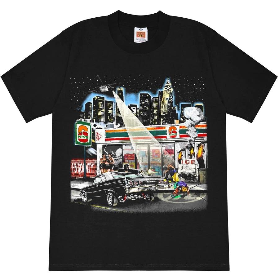 Urban Street Scene T-Shirt Lowrider Car City Night Graphic Vintage Style Tee XXXL