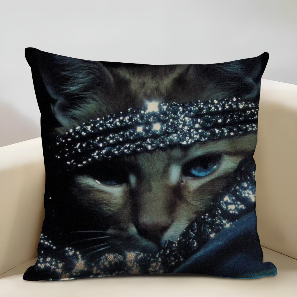 Wild Cats Cushion Cover Household Decoration Linen Sofa Cushion Cover: Skin-Friendly & Breathable with Invisible Zipper