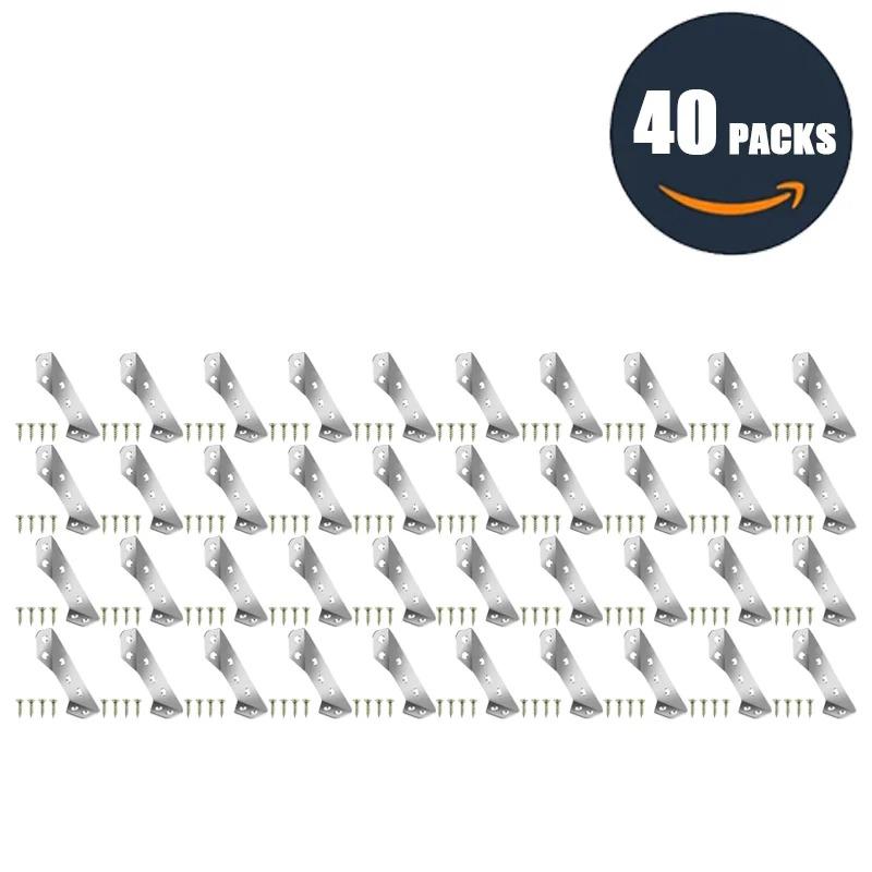 40pcs Furniture Corner Connector Set Metal Trapeziform Angle Bracket Triangle Corner Brace Chair Drawer Shelf Joint Support