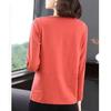 Spring Autumn V-neck Pure Cotton Patchwork Oversized T-shirt Ladies Lose Casual All-match Pullover Tops Women Comfortable Tees