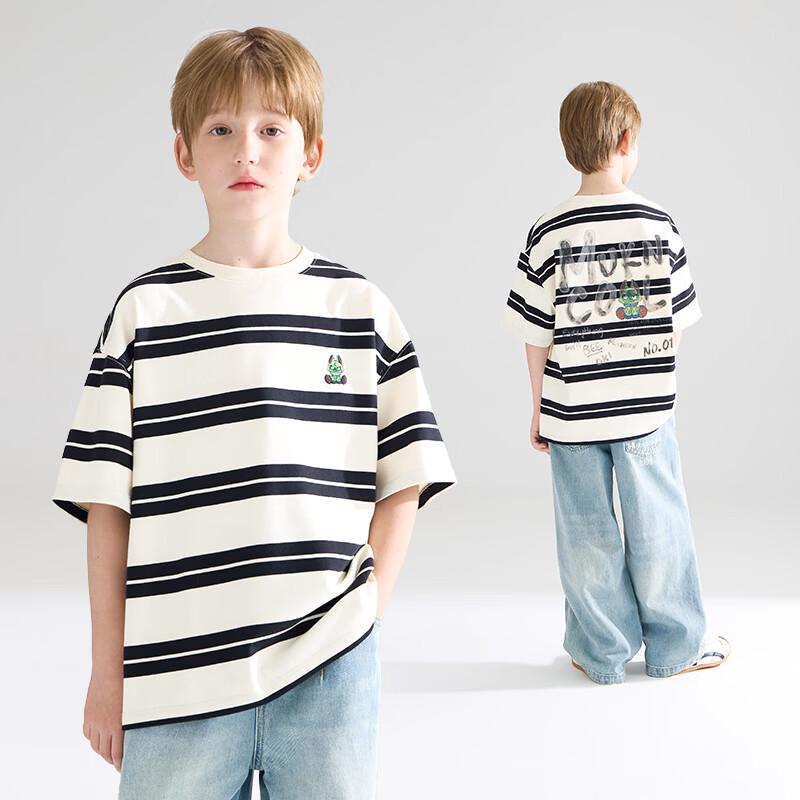 Mucmukn Kids  Little Monster Embroidered Striped T-Shirt 120