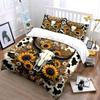 Cow Skull with Sunflowers Set Bedding Duvet Cover Set Duvet Cover Pillowcases (1 * Duvet Cover 2 * Pillowcases, Without Duvet Insert)