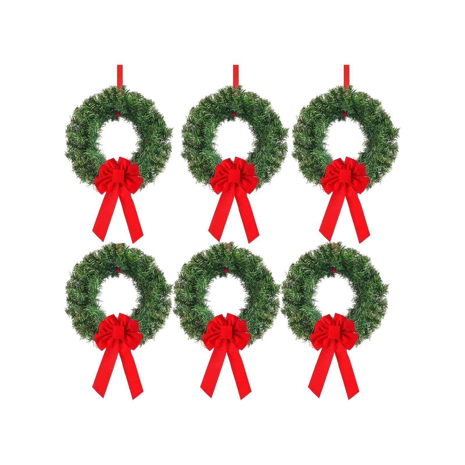 

Christmas Kitchen Cabinet Wreaths With Plaid Bow Ribbon Hanging Cabinet Doors Wreaths Decorative For Kitchen Window Outdoor Indoor Holiday Decor