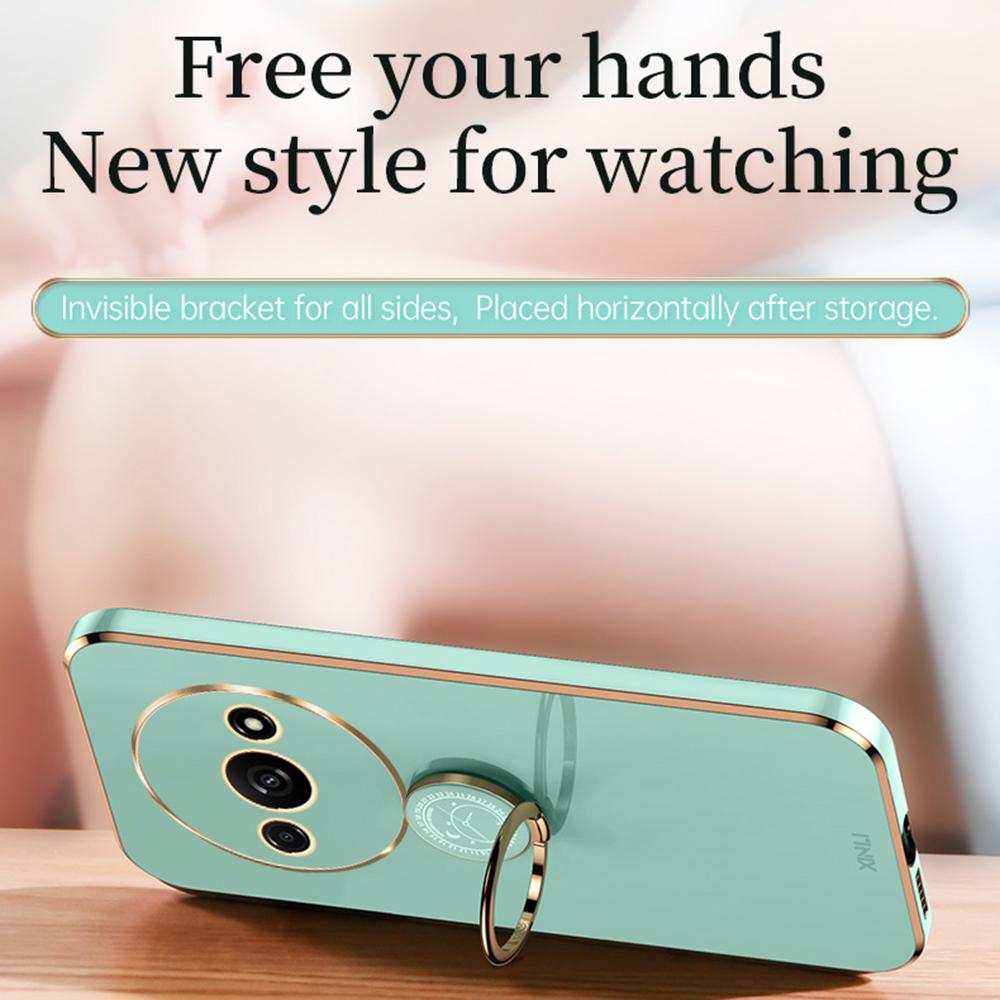 XINLI For Xiaomi Redmi A3 4G/Poco C61 4G Electroplating Case Ring Holder Kickstand Soft TPU Cover