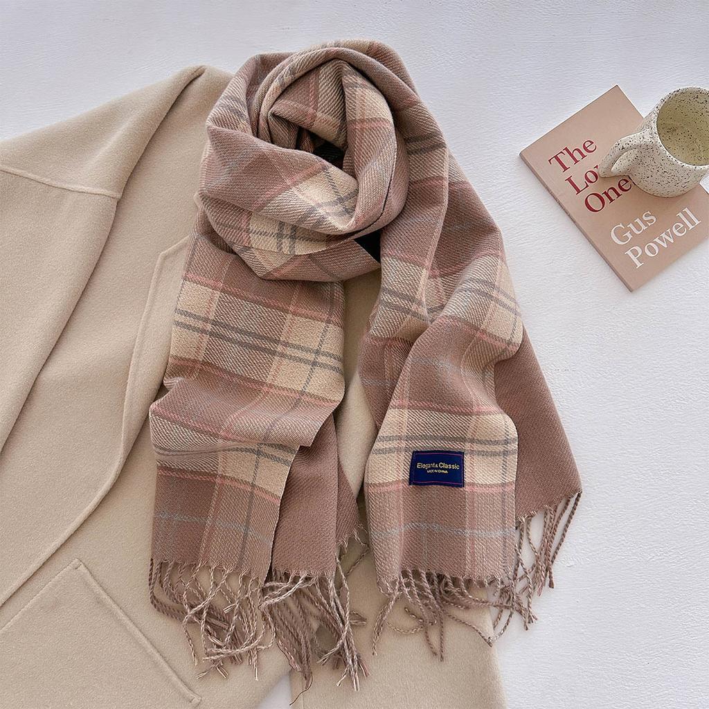 100 Color Autumn Winter Classic Plaid Scarf Women Cashmere Tassels Scarves Thickened Warm Shawl Windproof Pashmina Neckerchief