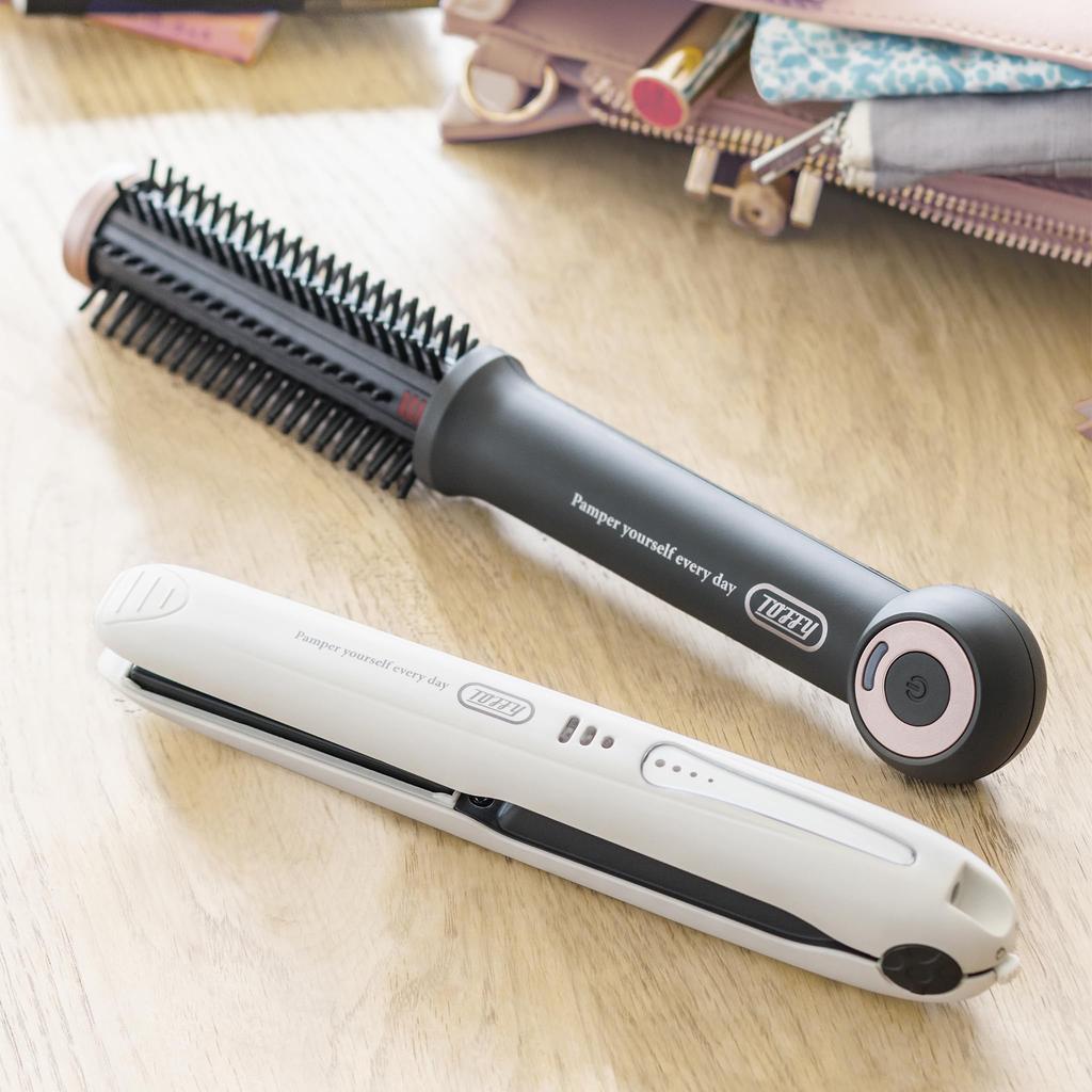 Beauty Cordless Roll Brush Hair Iron Cordless Rechargeable Portable Compact with Dedicated Pouch Beauty Gray Toffy TB03-RH TB03-RH