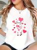 WomenS Cute Cow Hearts Print TShirt Slim Fit Sleeve Round Neck with Pink Bow Heart Cutouts Harajuku Sleeve Aesthetic Clothes