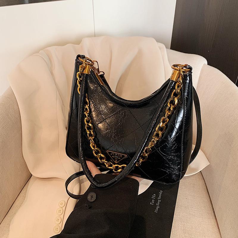 New Casual Retro Tote Bag Carrying One Shoulder Soft Leather Hand Chain Bag Women's Fashion Armpit Bag