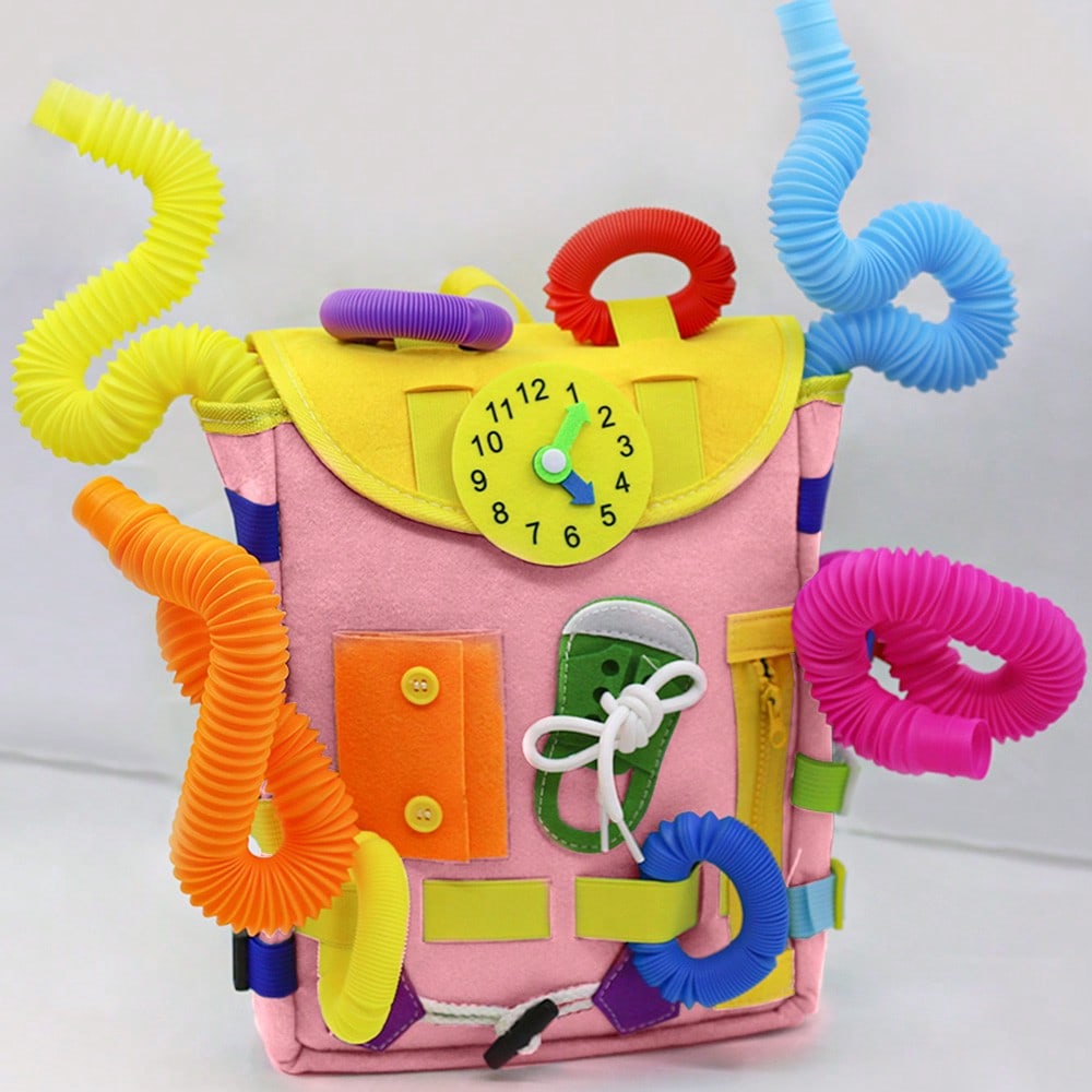 Puzzle Buckle Backpack And Learning Activity Toys, Develop Fine Motor Skills And Basic Life Skills,Learn To Tie Shoelaces Travel Toys Christmas Gifts