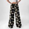 2025 Fall Women All Over Print Elastic High Waist Wide Leg Casual Lounge Pants