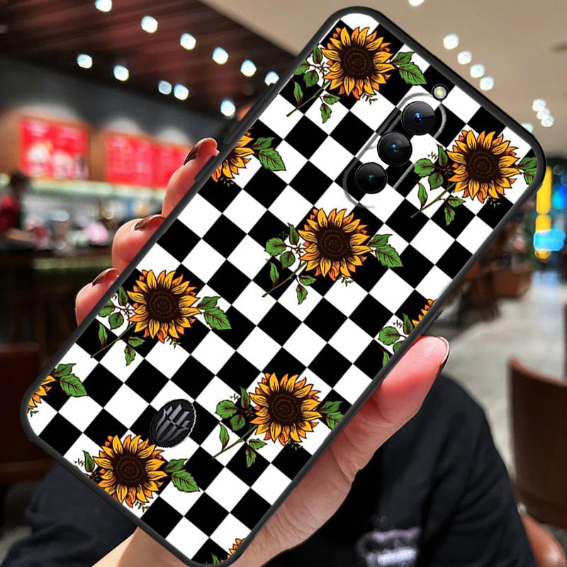 

Checkerboard Sunflower Case For ZTE Nubia Red Magic 10 Air 7 6S 7S Pro Red Magic 11 10 9 8 8S 9S 10S Pro Plus Cover Red Magic 7