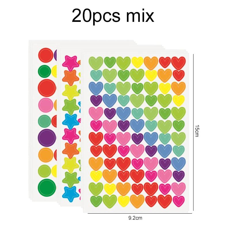 10~50sheets Scrapbook Stickers with Stars Hearts Circles Dazzling Colors for DIY Crafts Journaling Memory Book Decoration TMZ