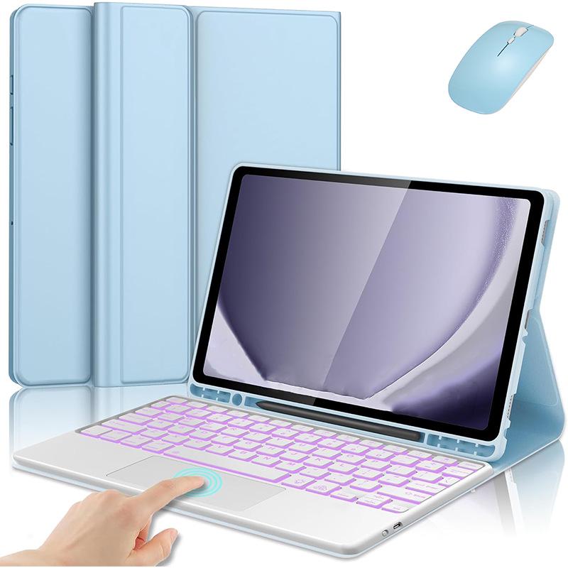 Compatible iPad Air 7th Gen Leather Case with Colorful Backlit Bluetooth Keyboard & Touchpad (10.9")